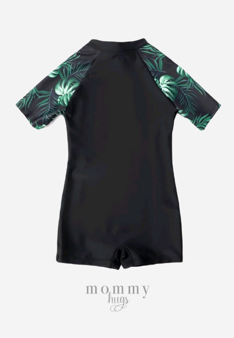 Black Palm Rash Guard Swimwear