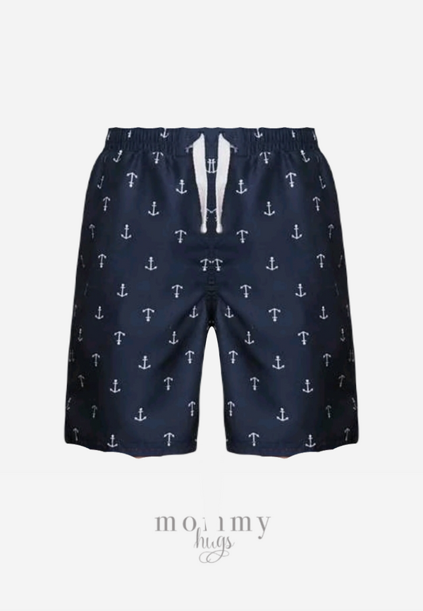 Navy Tiny Anchors Swim Shorts Boys