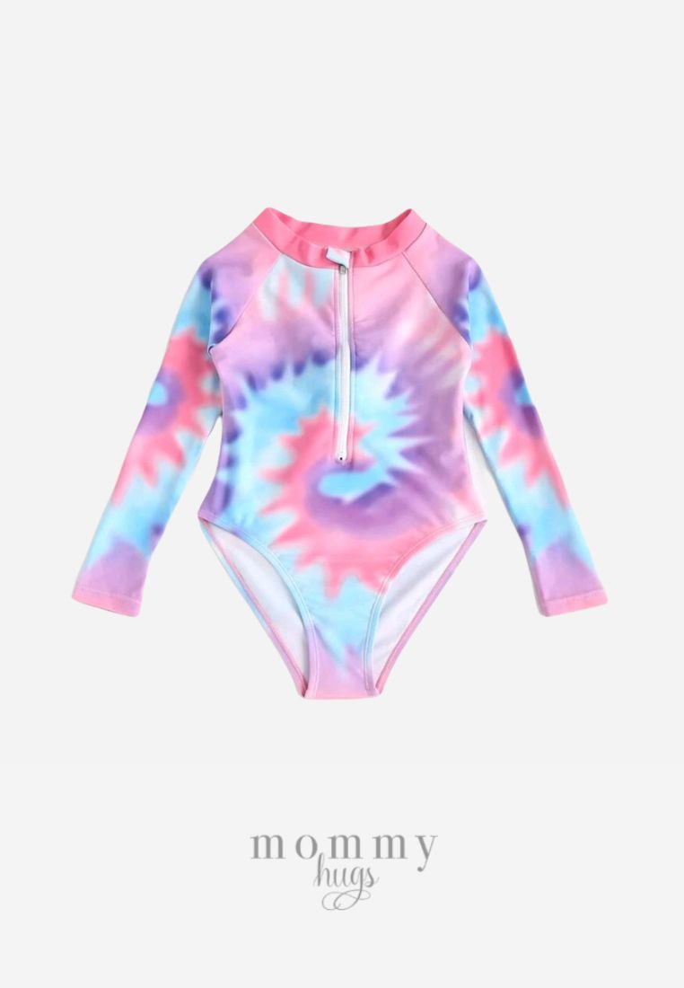 Sea Wave Pastel Zip Up Long Sleeves Rash Guard