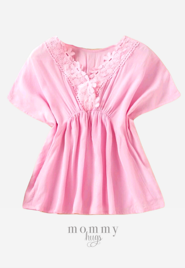 Floral Laced Pink Cover up Dress