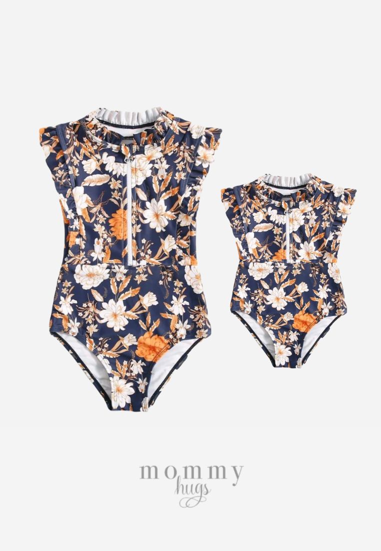 Golden Florid Ruffles Twinning Swimwear (Mom & Daughter)