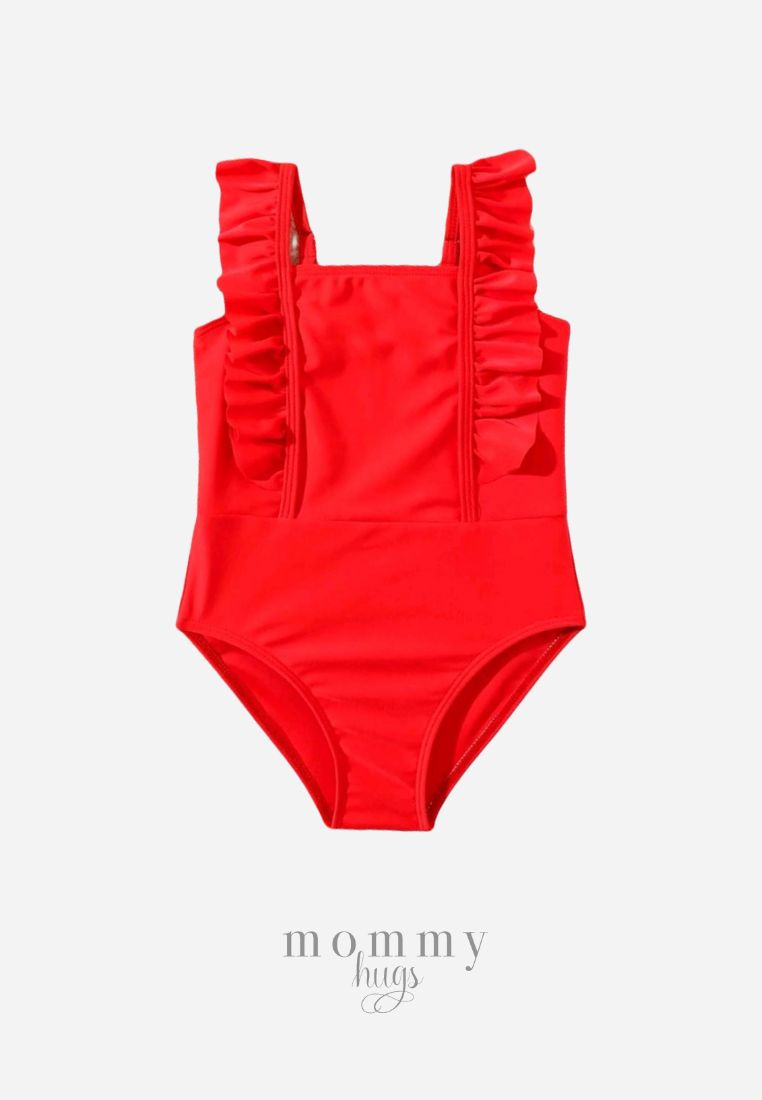 Posh Red Swimsuit for Young Girls