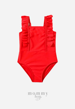 Posh Red Swimsuit for Young Girls