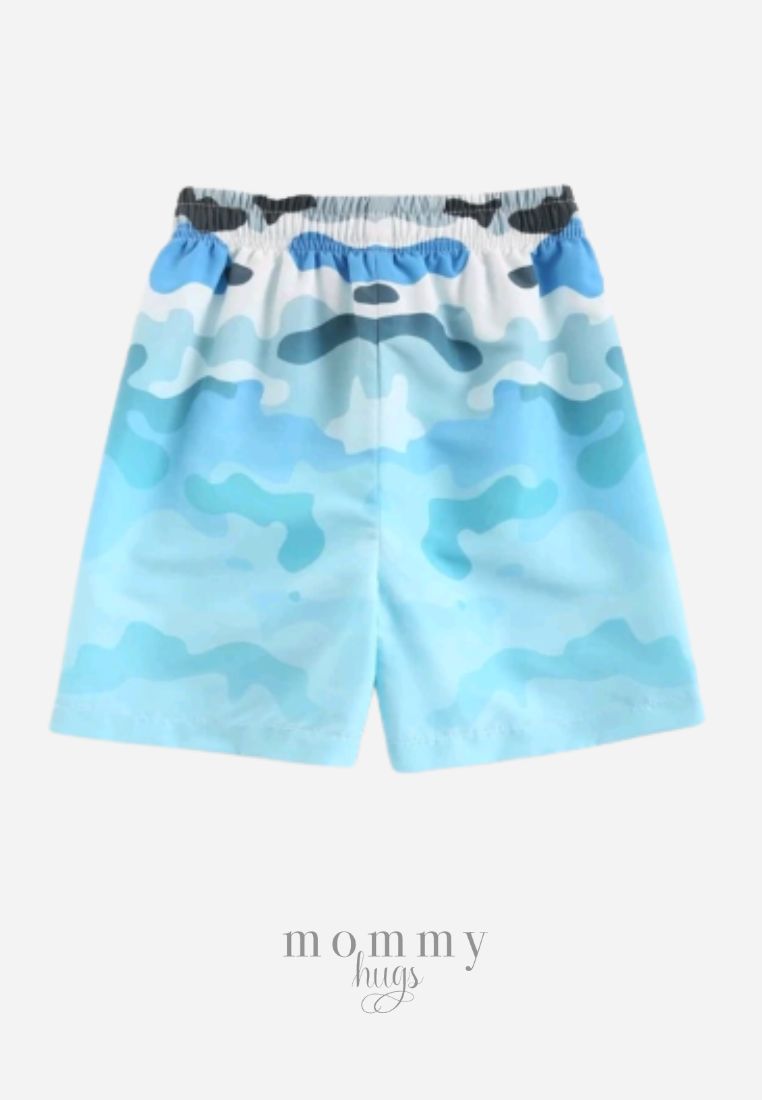 Ocean Blue Waves Swim Shorts for Teen Boys