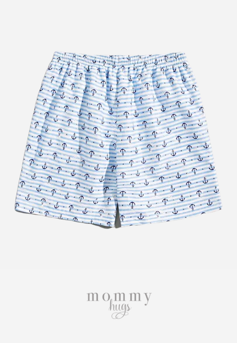 Blue Tiny Anchors Swim Shorts for Daddy