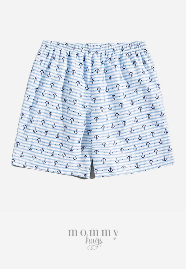 Blue Tiny Anchors Swim Shorts for Daddy