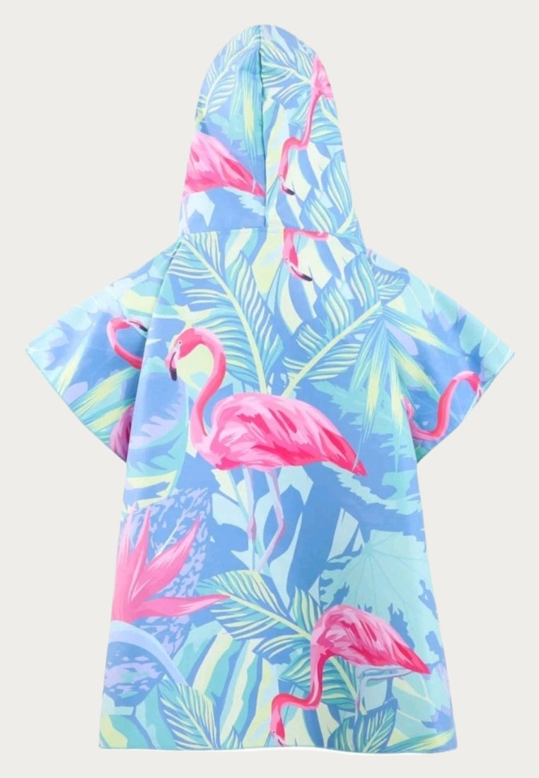 Flamingo in Paradise Poncho Hooded Towel