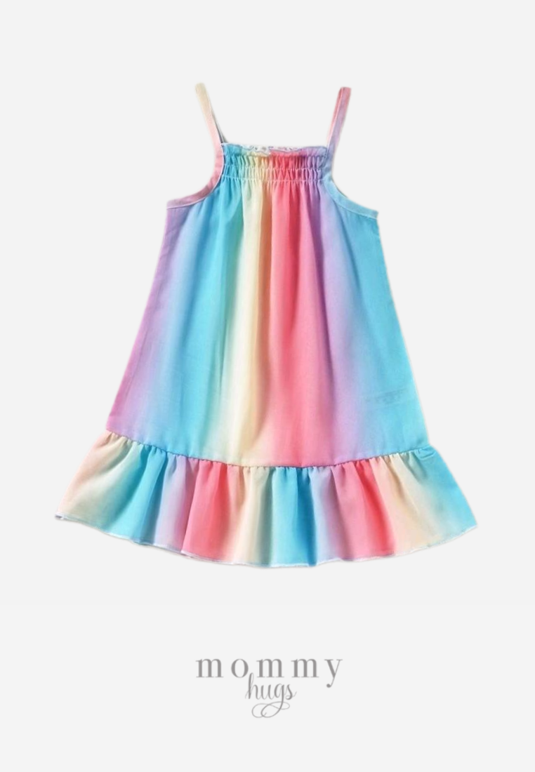 Rainbow Stripe Cover Up Dress Spaghetti Strap