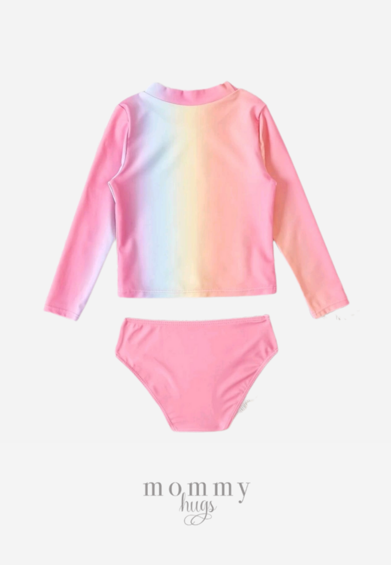 Pink Skies Rash Guard Swimwear For Girls