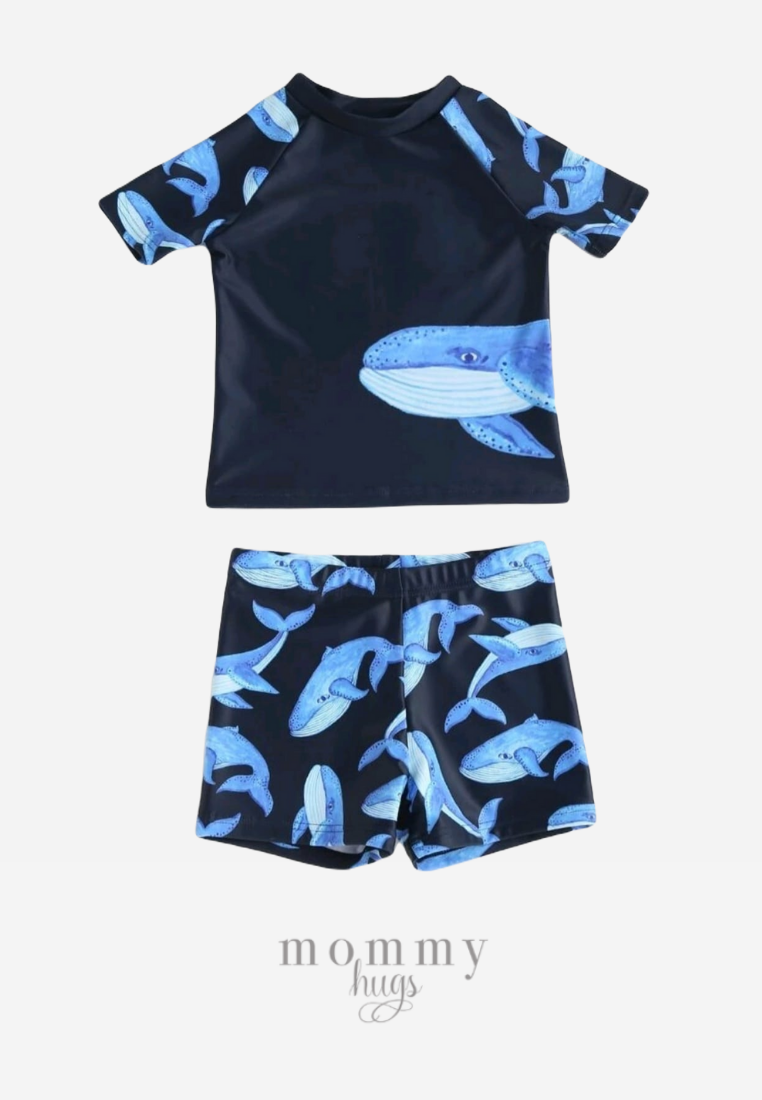 Humpback Blues Two-Piece Rash Guard for Boys