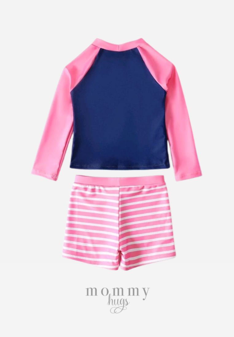 Unicorn Pink Long Sleeve Rash Guard Two Piece