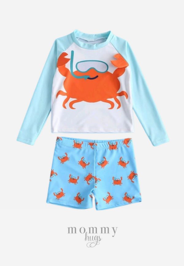 Under The Sea  Crab Two Piece Rashguard Swimwear For Boys