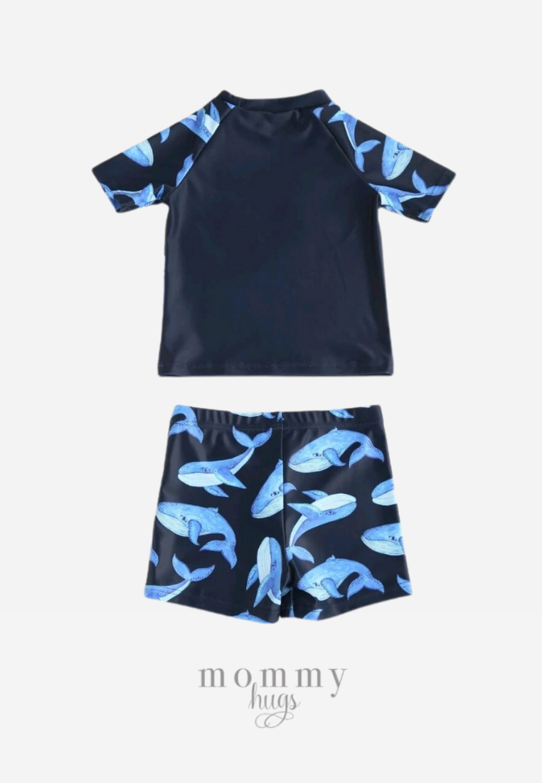 Humpback Blues Two-Piece Rash Guard for Boys