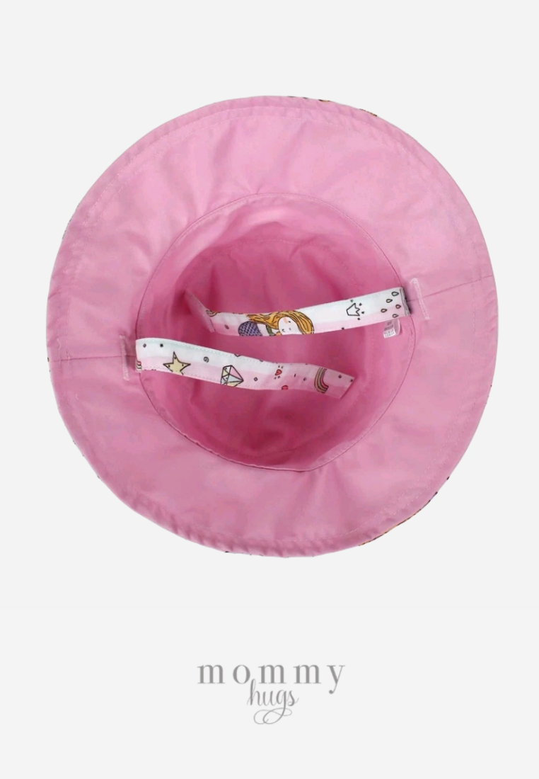 Mermaid Print / Pink Reversible Bucket Hat - Toddlers