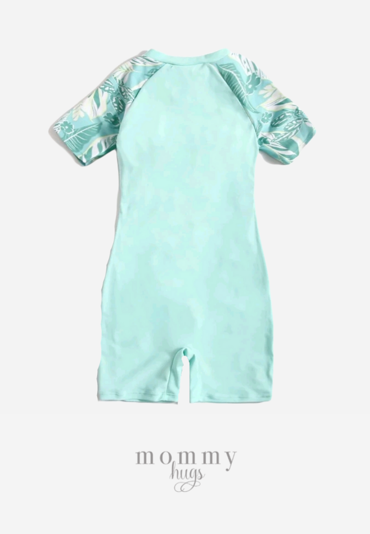 Seafoam Palm Rash Guard Swimwear