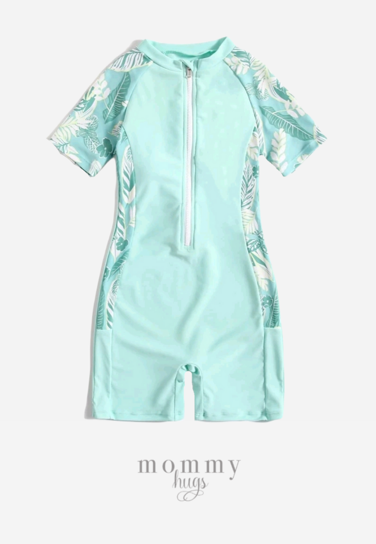 Seafoam Palm Rash Guard Swimwear