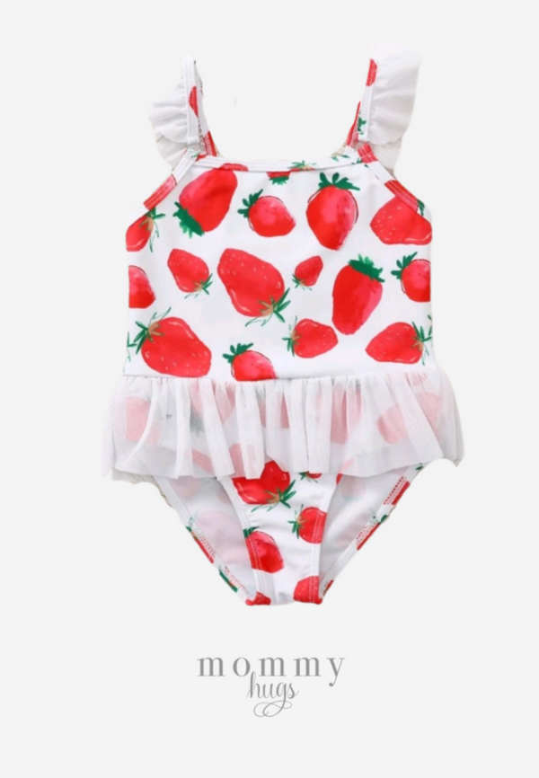 Tiny Strawberries Ruffles Swimwear