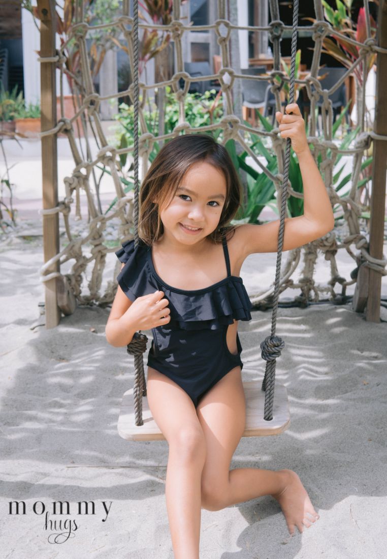 Beauty in Black Swimsuit for Young Girls