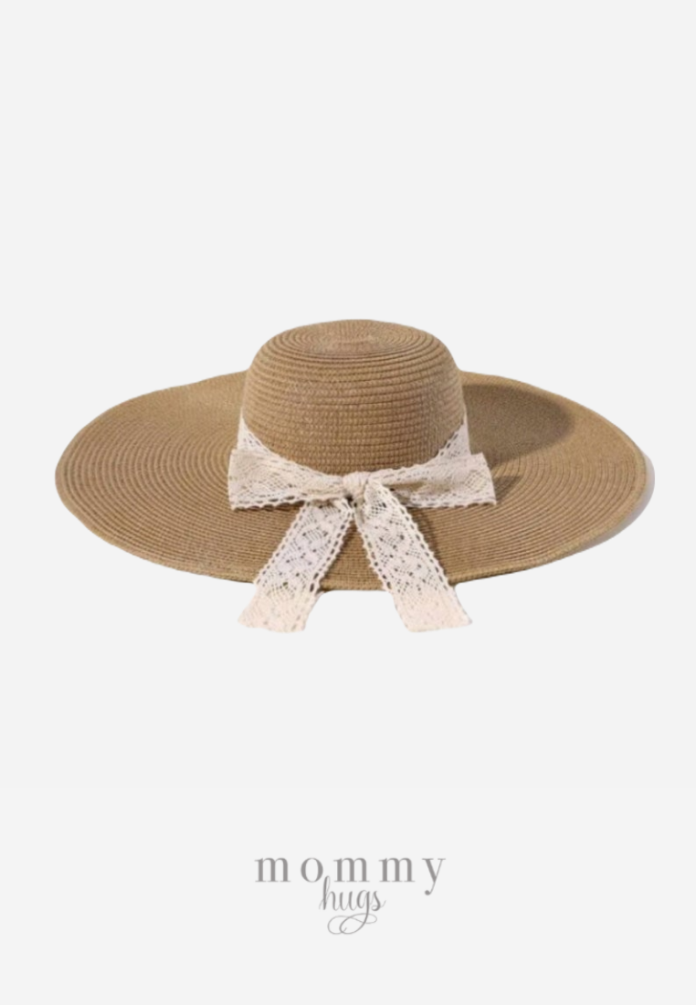 Ribbon Tie Sun Hat for Women - One size