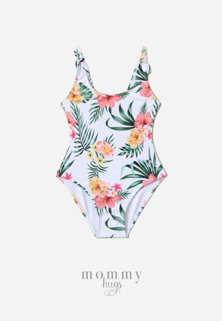 Green Palm Two One-Piece Swimwear for Girls