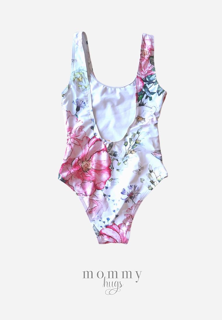 Pink Carnation One Piece Swimsuit for Mommy and Daughter
