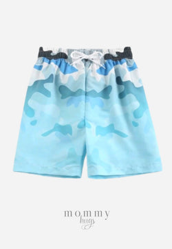 Ocean Blue Waves Swim Shorts for Teen Boys