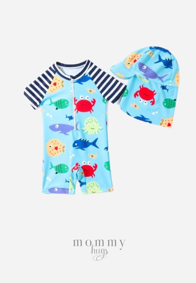 Ocean Friends Two Piece Rash Guard for Baby Boys