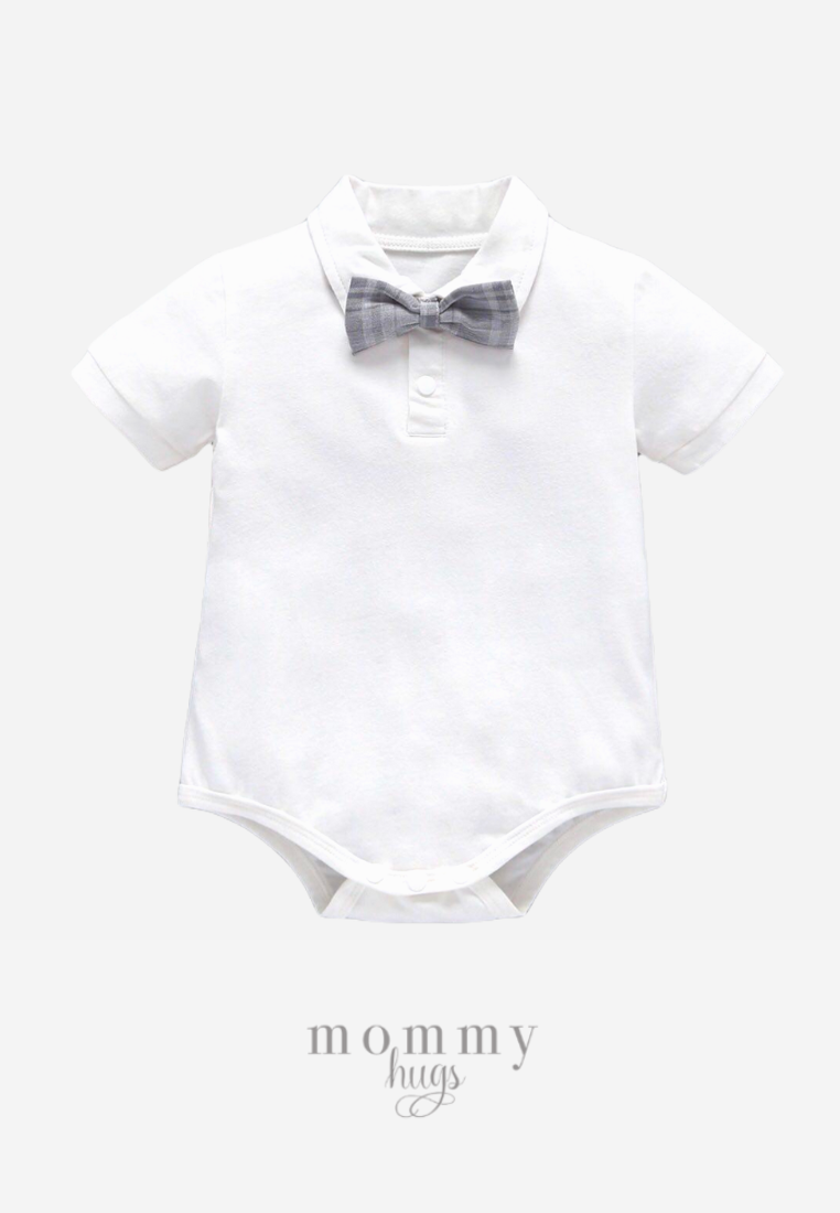 Bow White Romper for Boys