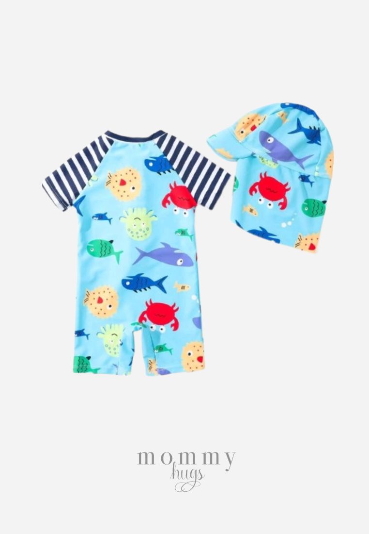 Ocean Friends Two Piece Rash Guard for Baby Boys