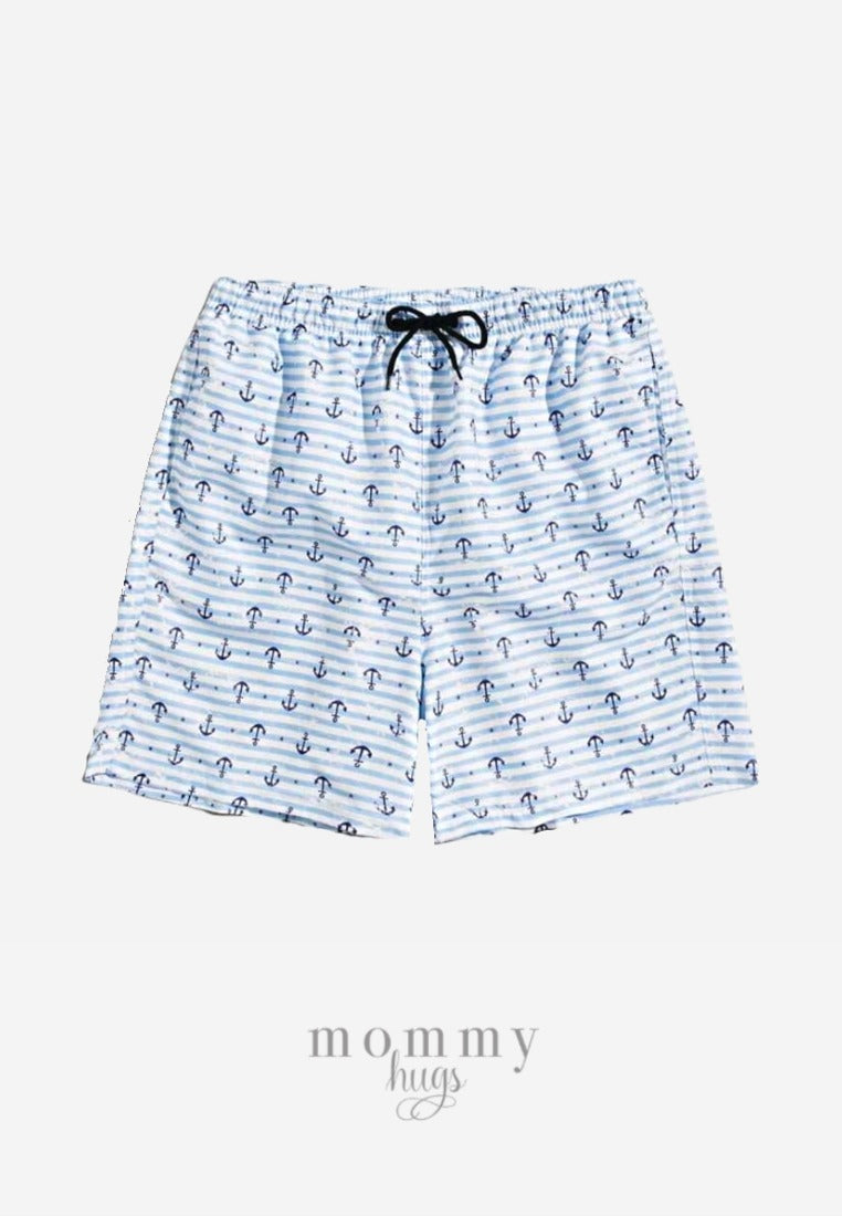 Blue Tiny Anchors Swim Shorts for Daddy