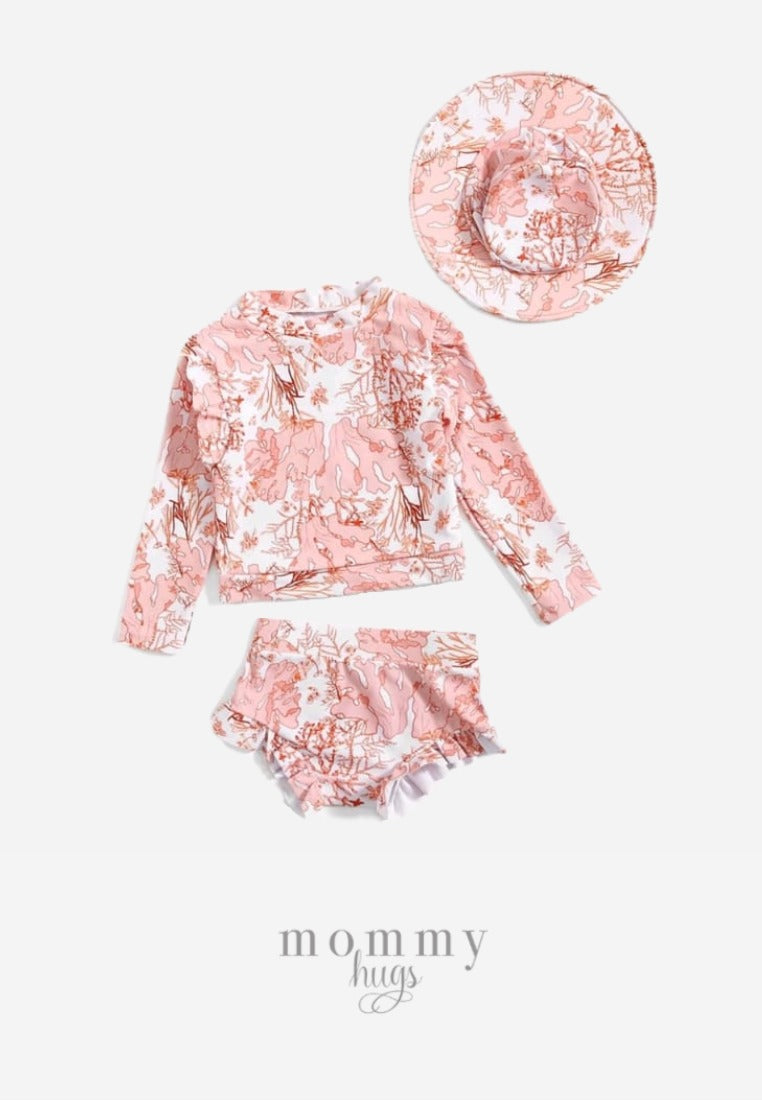 Pink Corals Two Piece Rash Guard