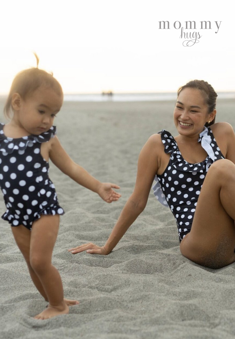 Mom & Daughter Black Polka