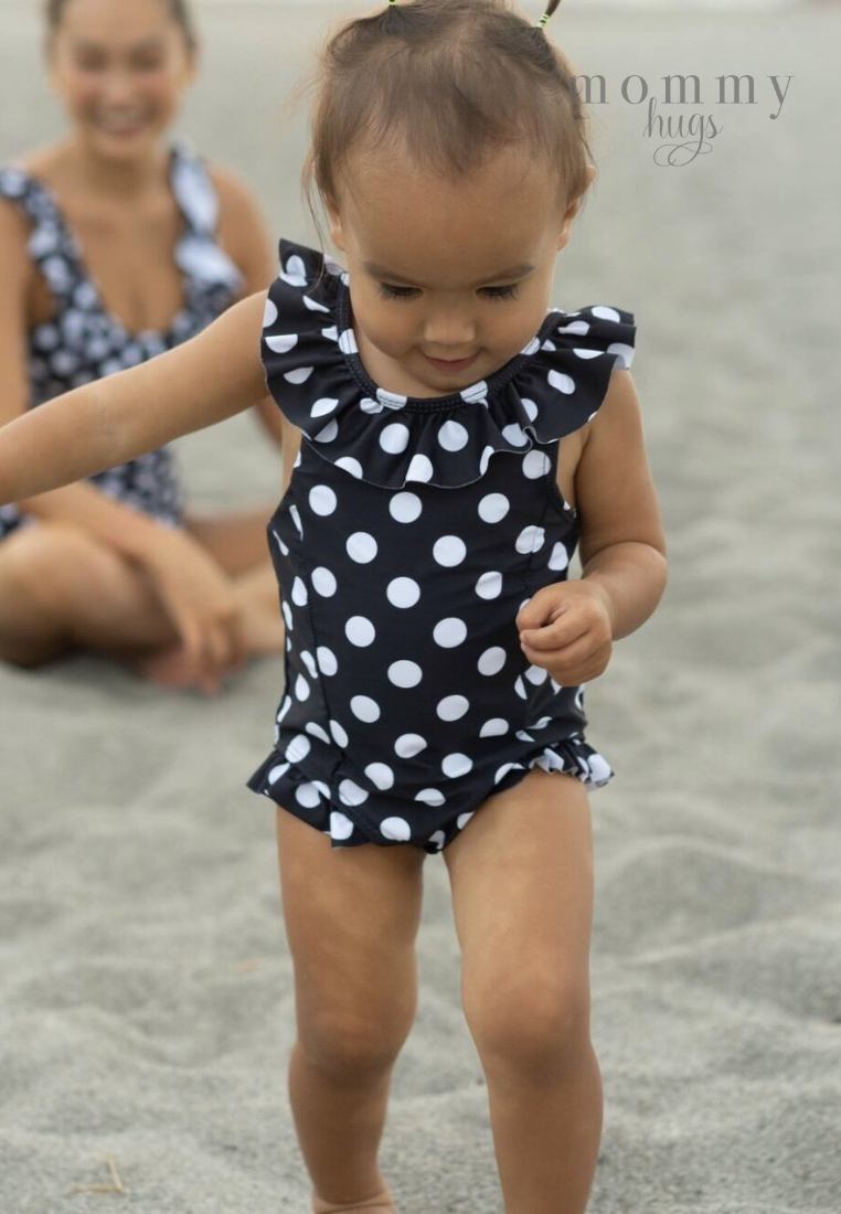 Mom & Daughter Black Polka