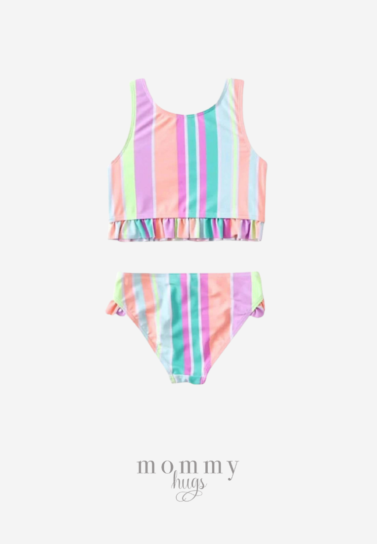 Rainbow Stripes Two Piece Bikini for Girls