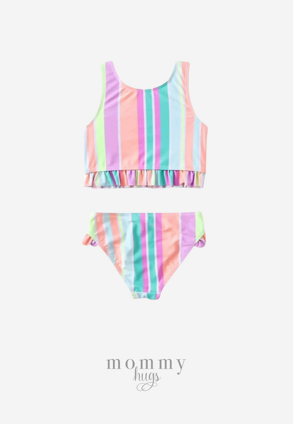Rainbow Stripes Two Piece Bikini for Girls