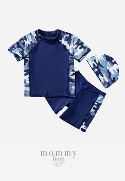 Navy Camouflage Rash Guard Swimwear