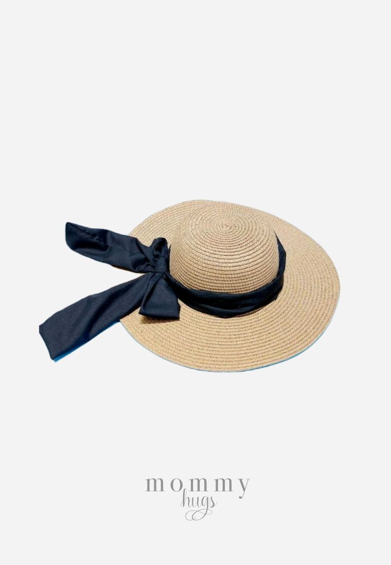 Posh Black Ribbon Sun Hat for Kids