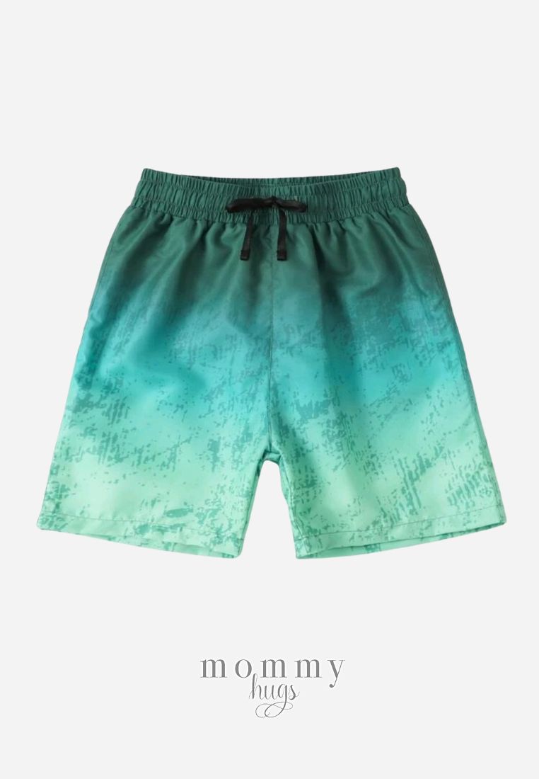 Green Tidal Wave Swim Shorts for Teen Boys