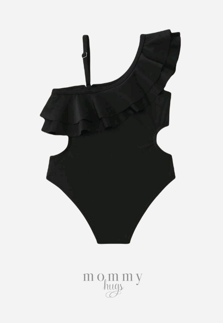 Beauty in Black Swimsuit for Young Girls