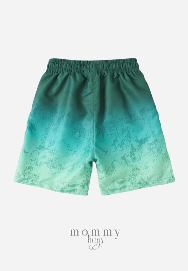 Green Tidal Wave Swim Shorts for Teen Boys