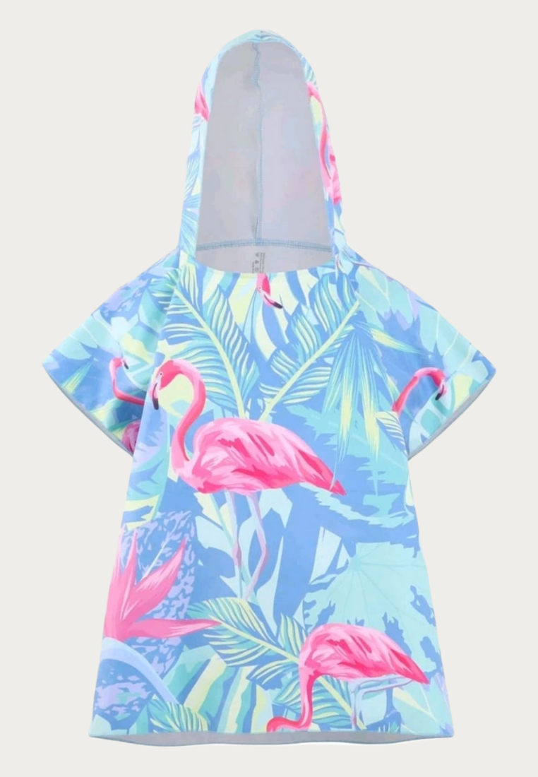 Flamingo in Paradise Poncho Hooded Towel