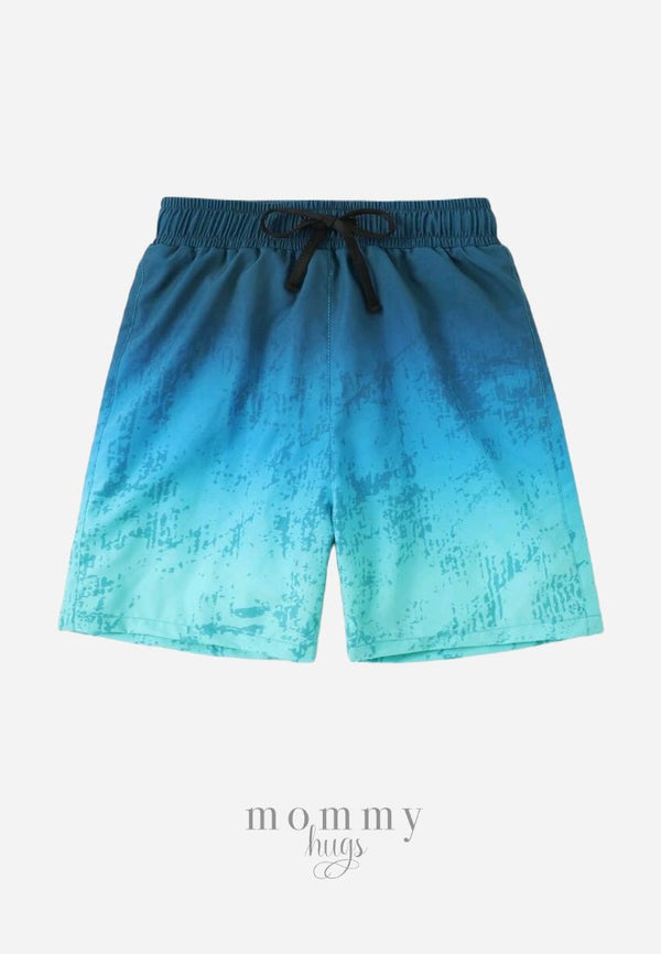 Blue Tidal Wave Swim Shorts for Teen Boys