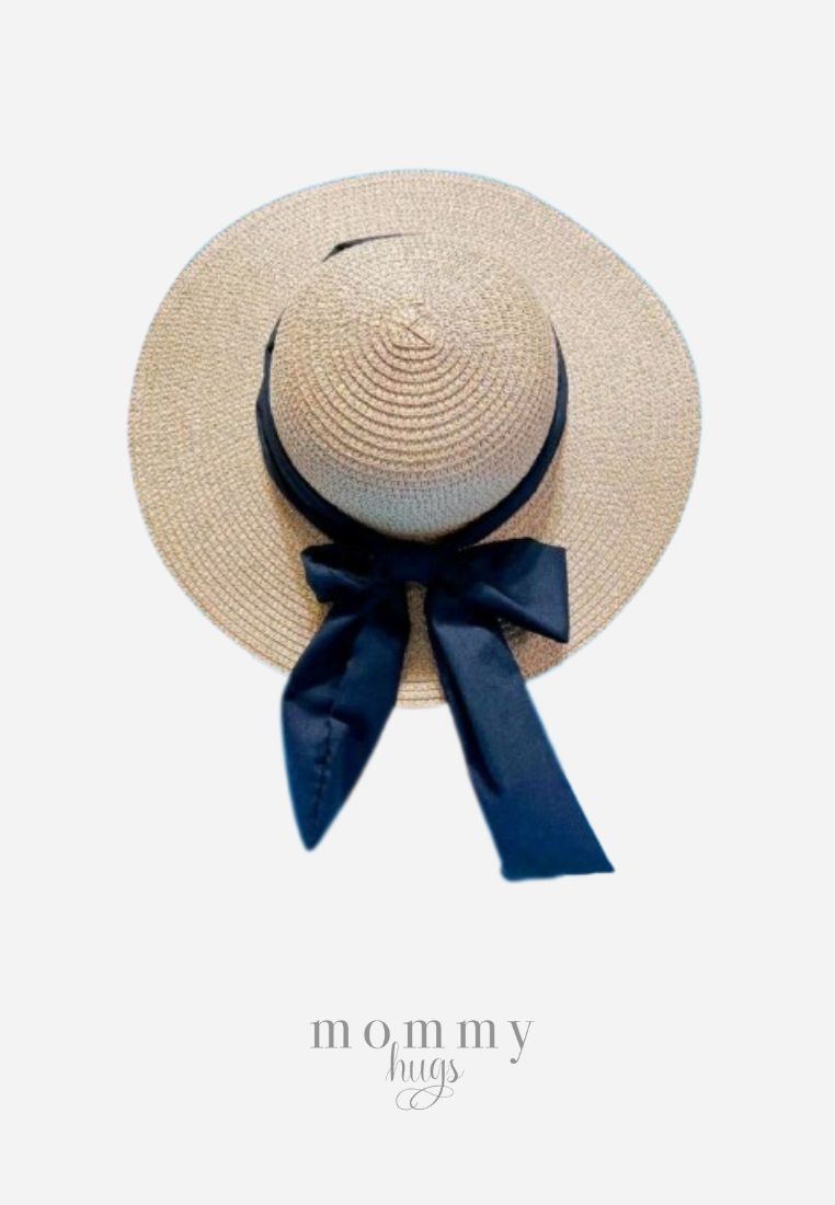 Posh Black Ribbon Sun Hat for Kids