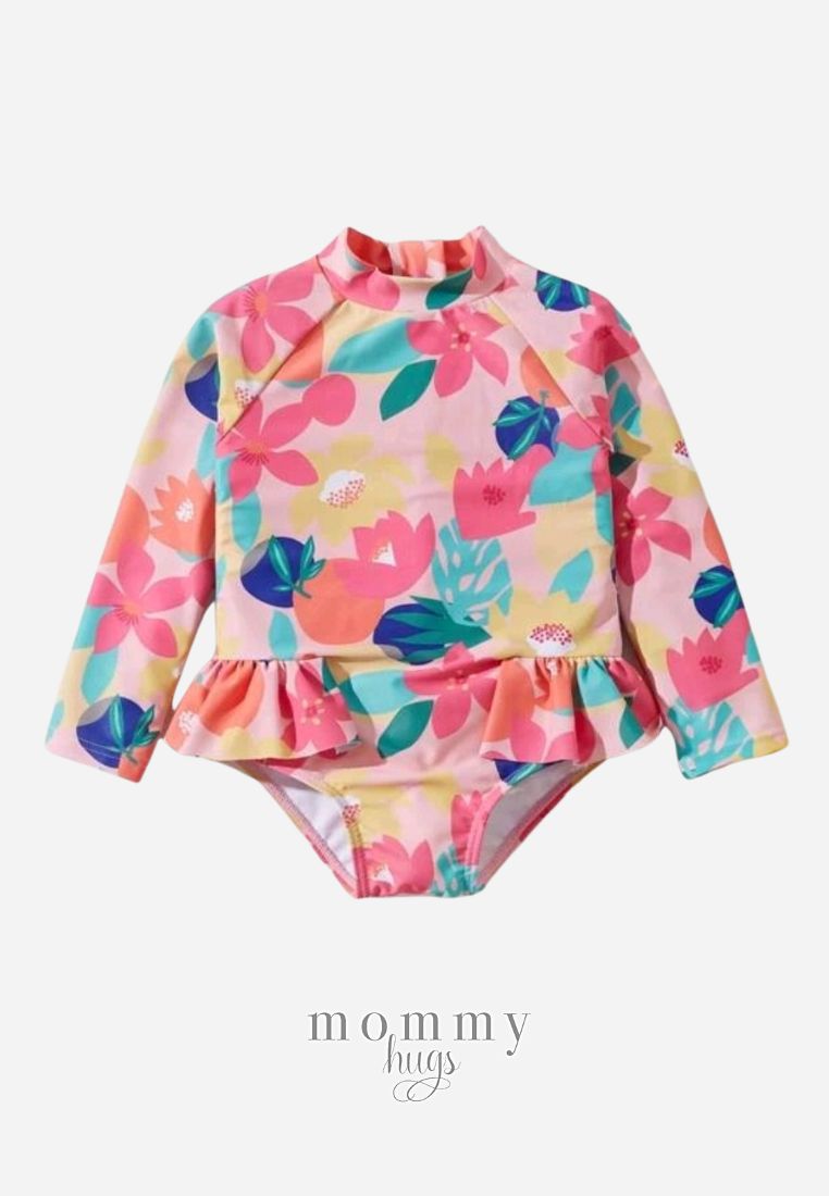 Rose Garden Rash Guard for Young Girls