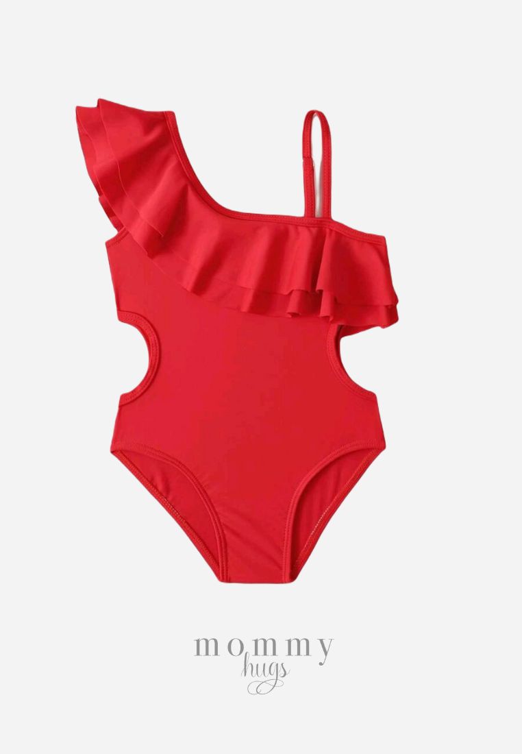 Beauty in Red Swimsuit for Young Girls