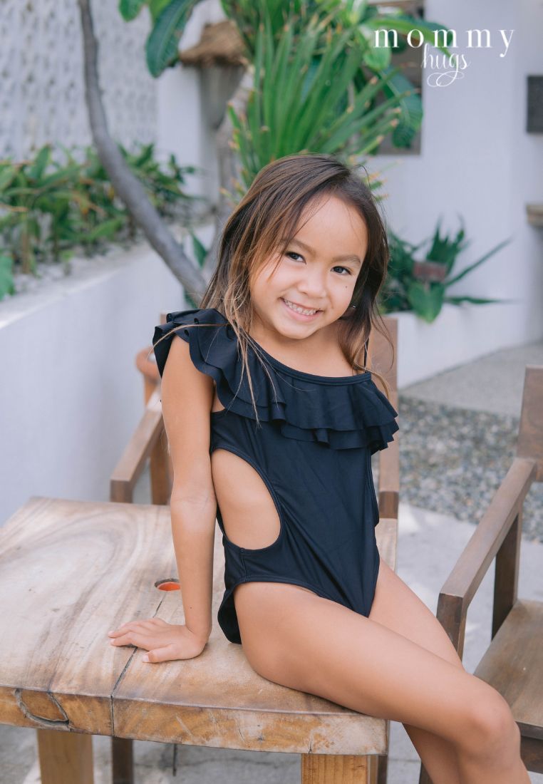 Beauty in Black Swimsuit for Young Girls