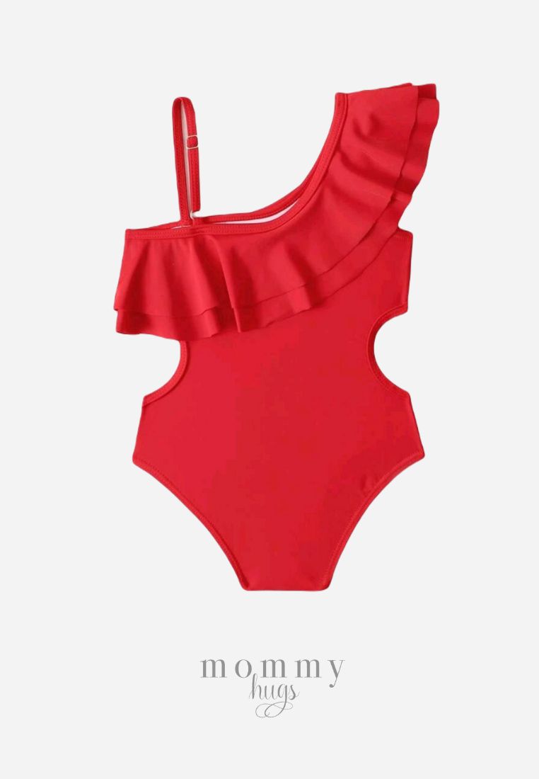 Beauty in Red Swimsuit for Young Girls